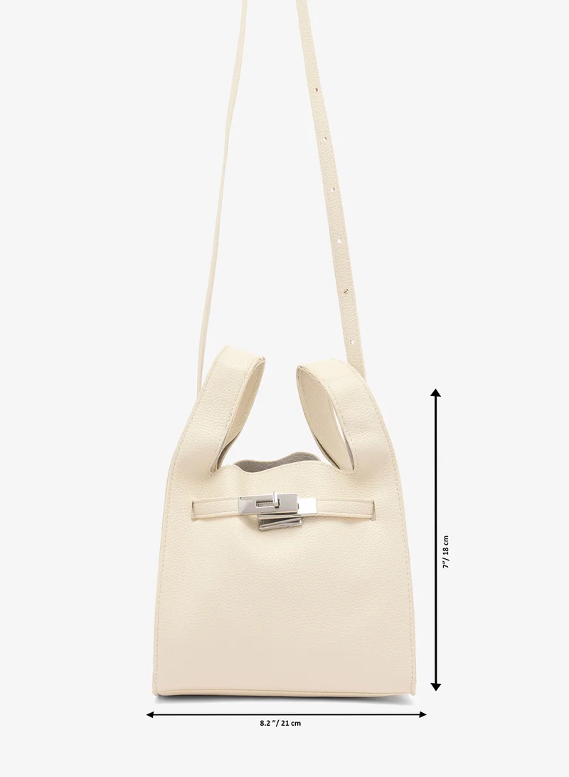 Ella White bucket bag with silver accent crossbody for Women | Best Price UAE